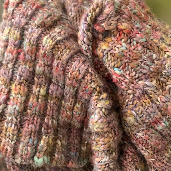 Hand Knit Chunky Kawaii Cute Sweetheart Cowl Neckline Sweater - Picture 12 of 12